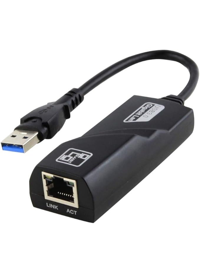 محول جيجابت إيثرنت بمنفذ USB 3.0 يدعم سرعة 10/100/1000 ميجابت في الثانية أسود - Image 2